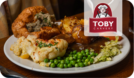 toby carvery meal and logo