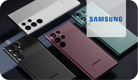 4 different coloured samsung phones and logo